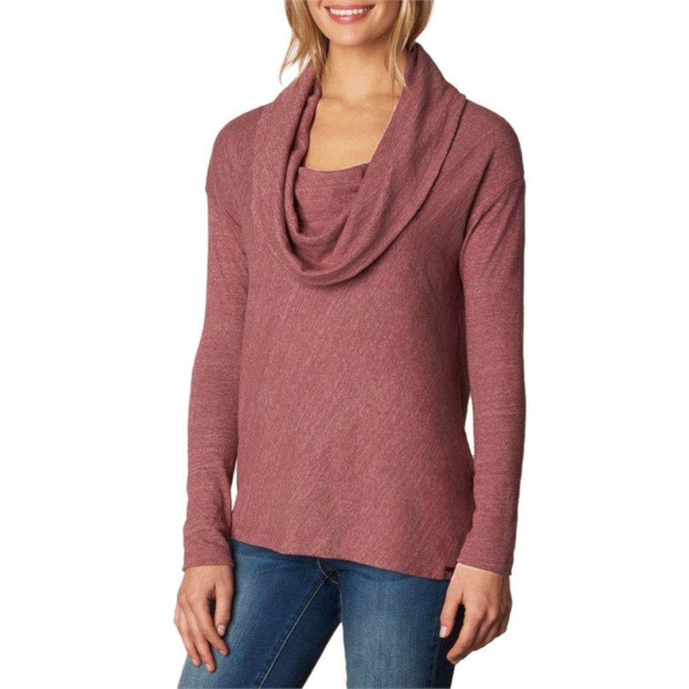 Prana Ginger Cowl Neck Top Small S Mauve Rose Pink Organic Cotton Pullover